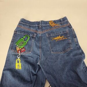Miskeen Originals Shorts Mens 38 Blue Embroidered Y2K Baggy HipHop Streetwear